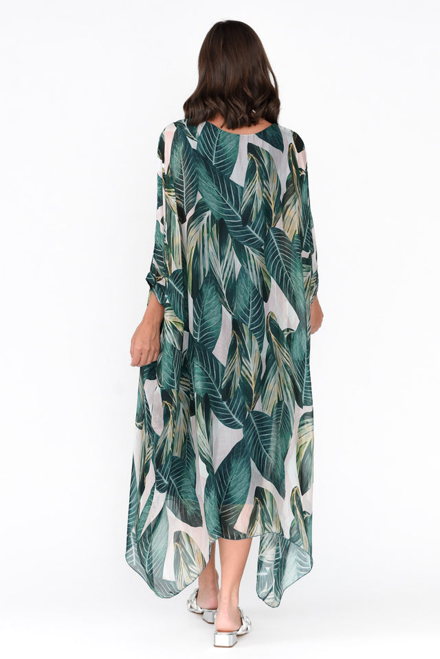 Penda Green Leaf Silk Dress image 5