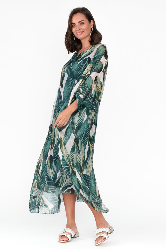 Penda Green Leaf Silk Dress image 6