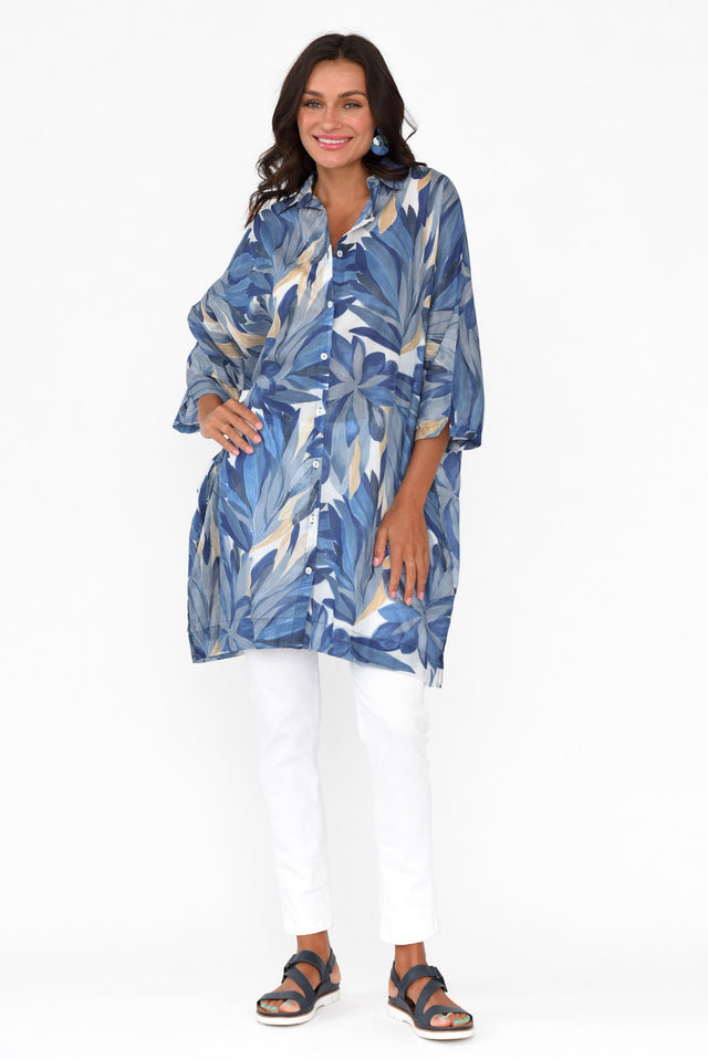 Perri Blue Blossom Cotton Relaxed Shirt image 2