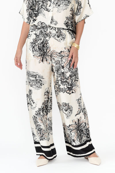 Persephone Natural Jungle Wide Leg Pants