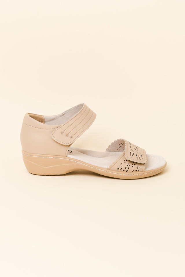 Petal Beige Leather Velcro Sandal image 1