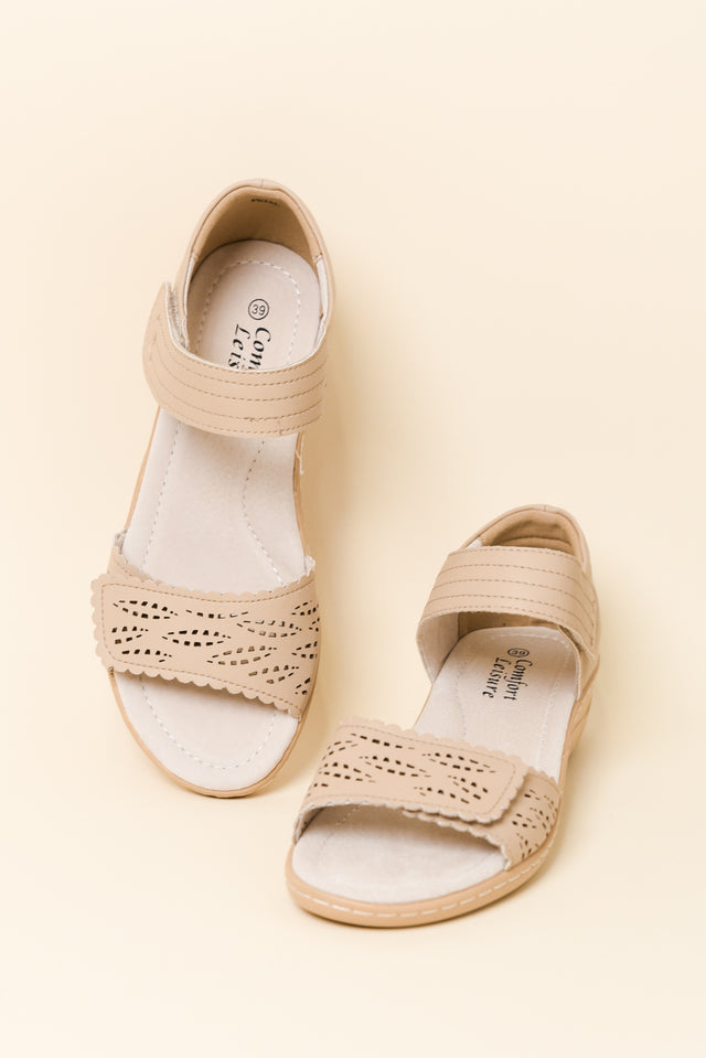 Petal Beige Leather Velcro Sandal image 2