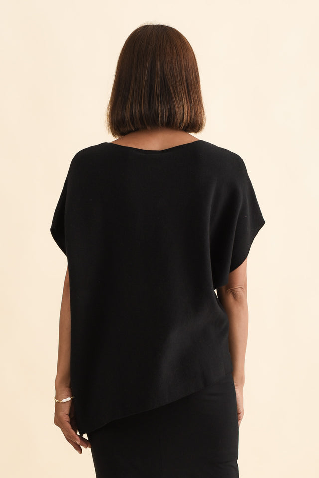 Petra Black Cotton Blend Knit Top,Brunette model,alt text|model:Cara image 5