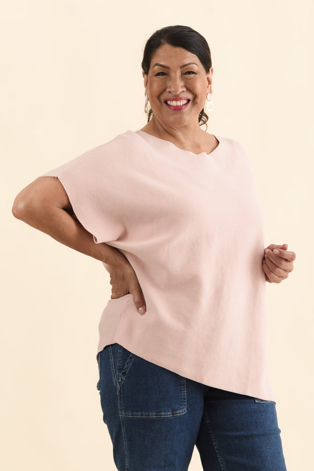 Petra Blush Cotton Blend Knit Top,Brunette model,alt text|model:Pilita image 11
