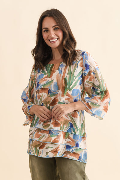 Phil Blue Watercolour Layered Top
