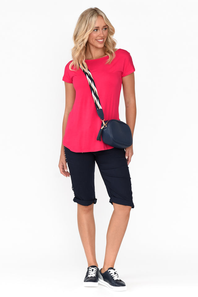 Pia Fuchsia Bamboo Boatneck Tee