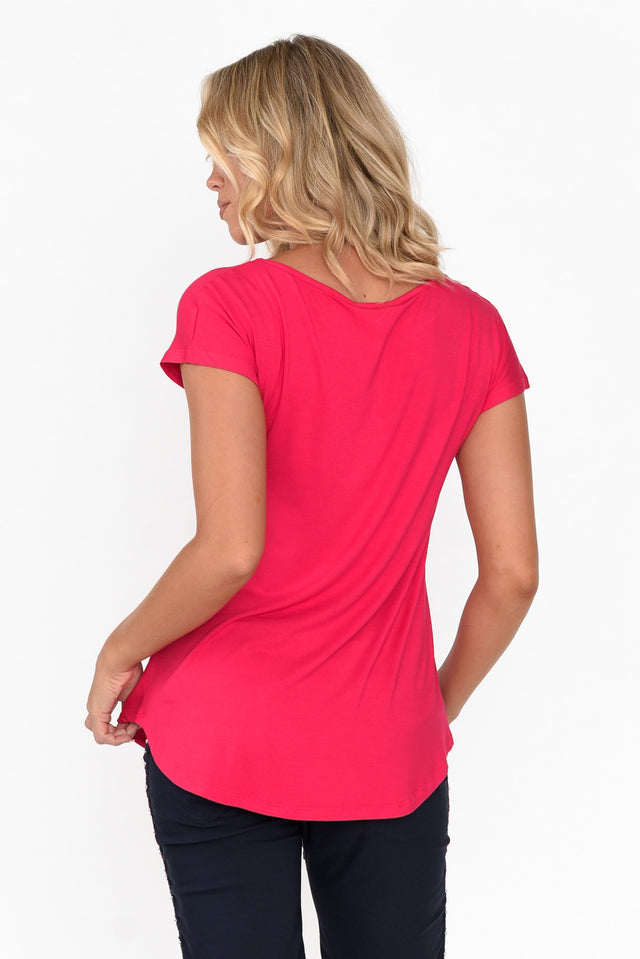 Pia Fuchsia Bamboo Boatneck Tee