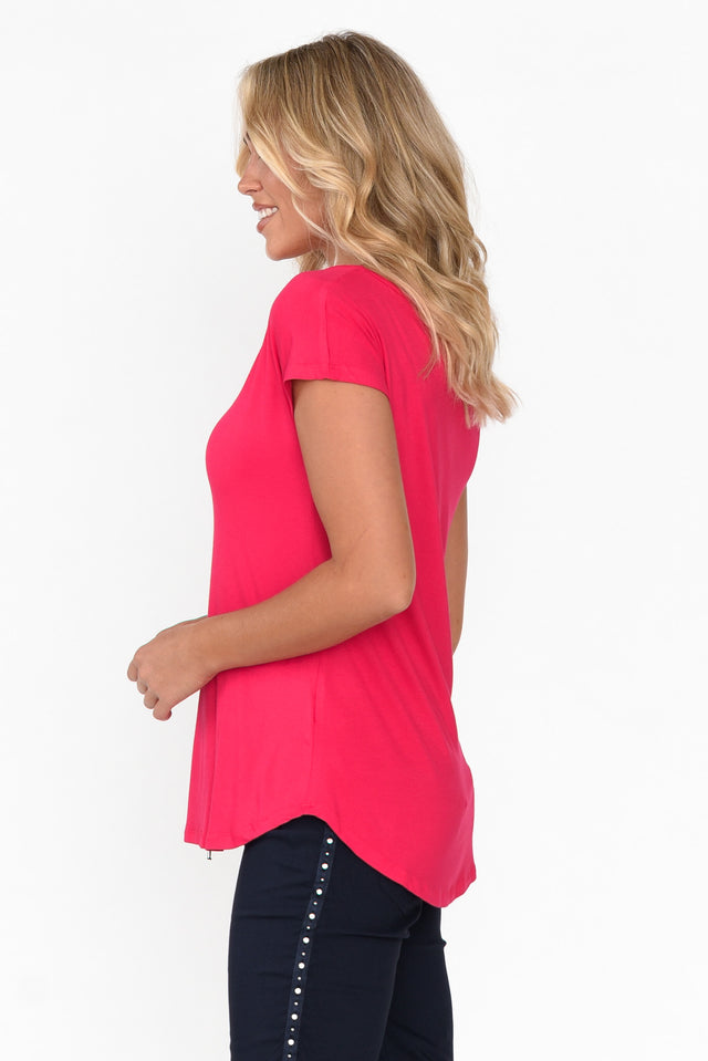 Pia Fuchsia Bamboo Boatneck Tee