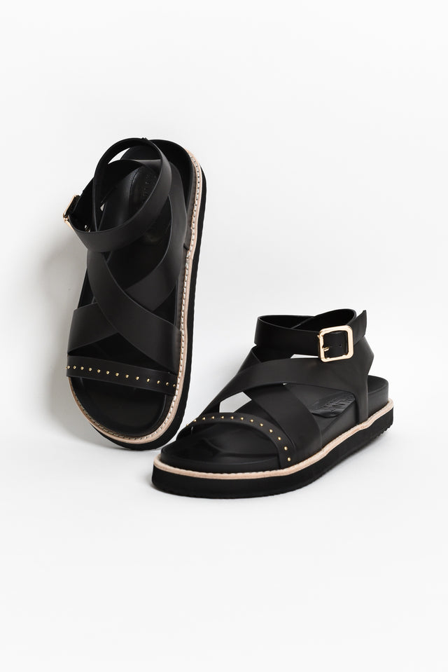 Pilar Black Leather Crossover Sandal image 1