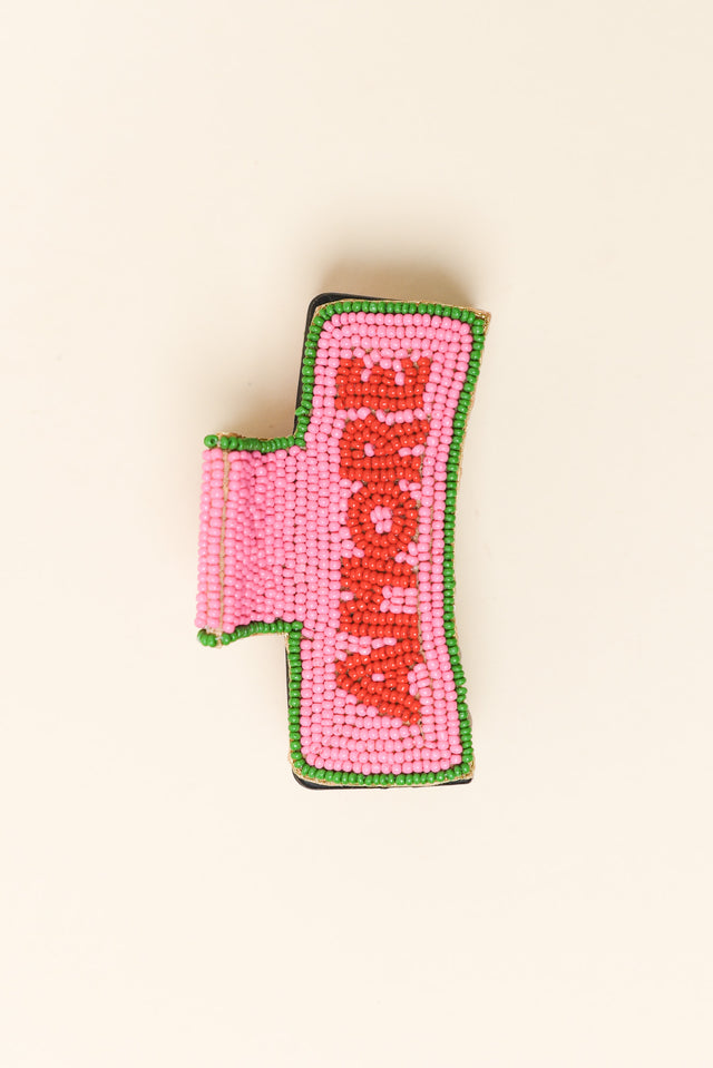 Pink Amore Beaded Claw Clip