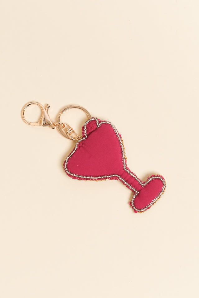 Pink Cocktail Beaded Keychain image 2