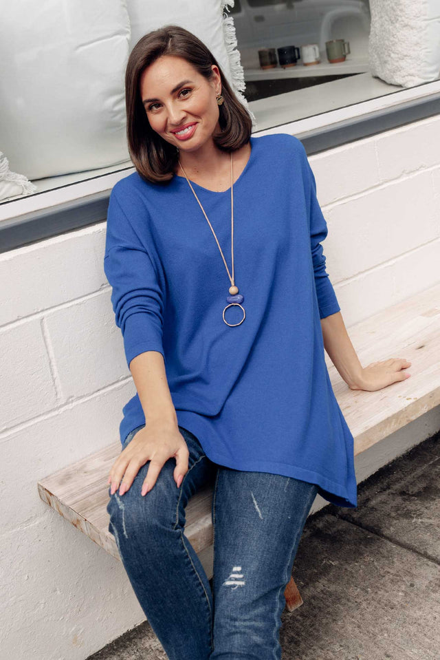 Piper Cobalt V Neck Knit Jumper