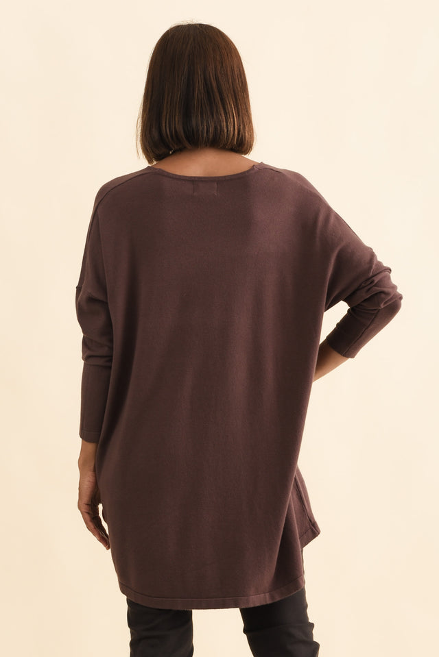 Piper Brown V Neck Knit Jumper,Brunette model,alt text|model:Cara image 6
