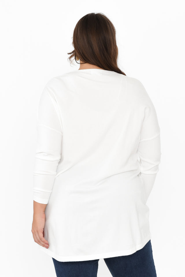 Piper White V Neck Knit Jumper,Brunette model,alt text|model:Gabby image 17