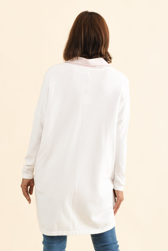 Piper White V Neck Knit Jumper,Back,Brunette model,alt text|model:Cara image 7