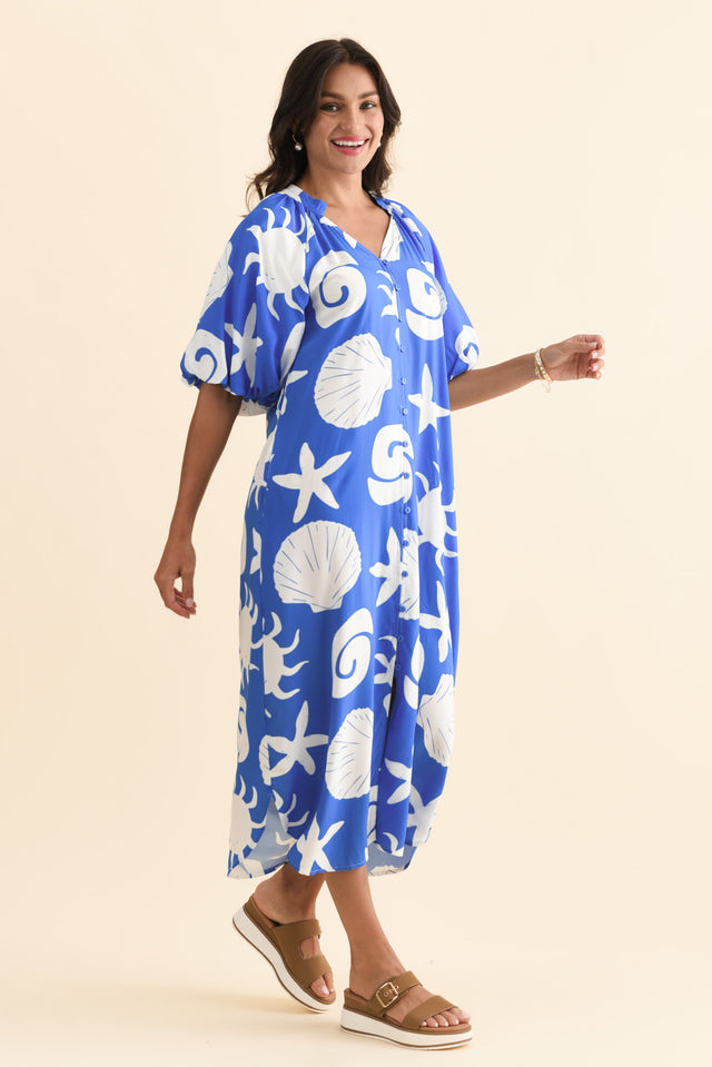 Pippen Cobalt Sea Tie Dress,Brunette model,alt text|model:Brontie image 4