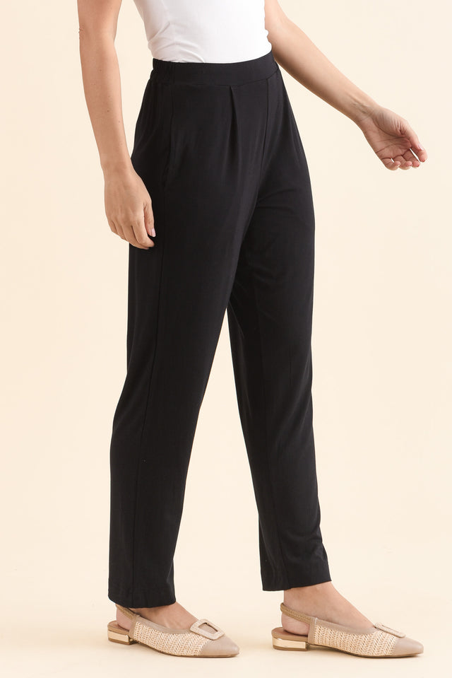 Polaris Black Bamboo Pants,Side,Brunette model,alt text|model:MJ image 3