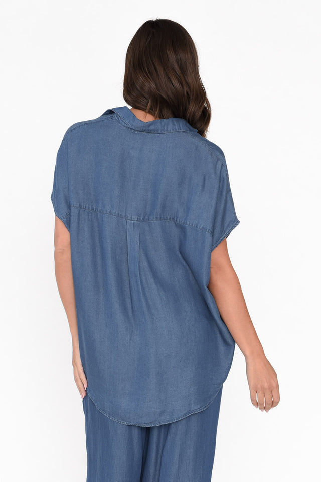 Port Campbell Blue Denim Drape Top