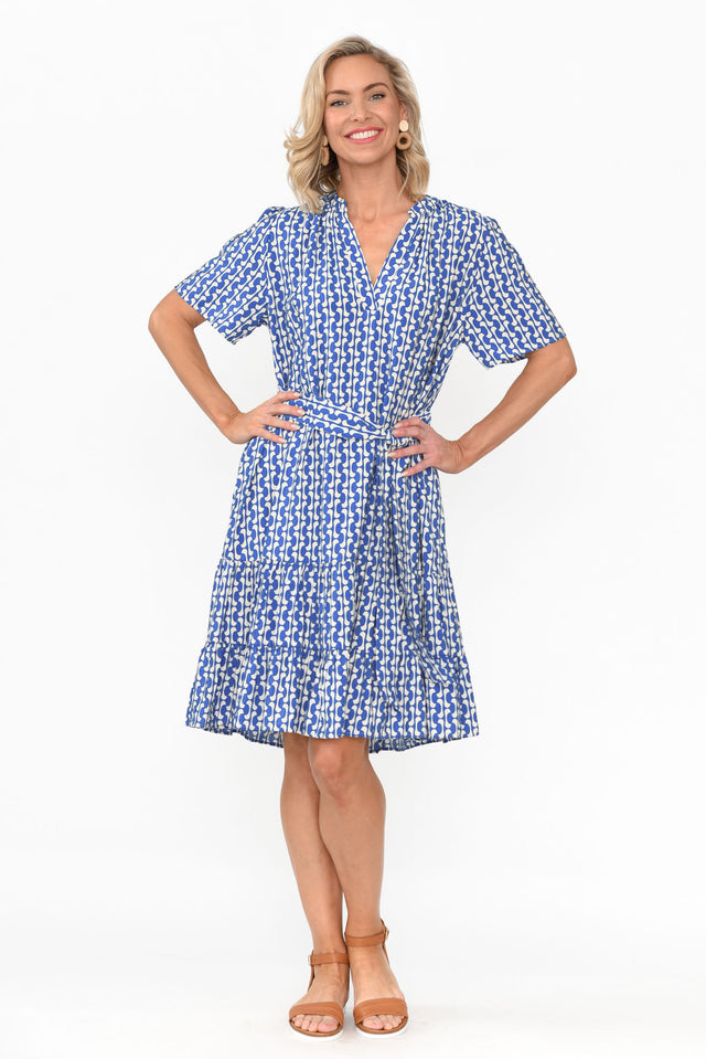 Port Douglas Blue Geo Tie Dress
