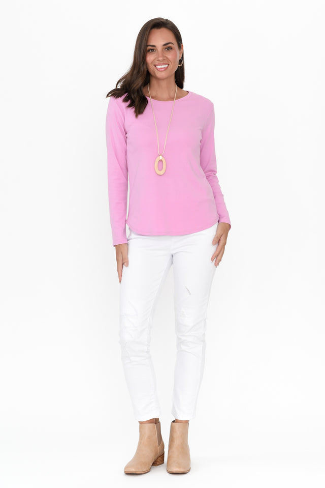 Porter Pink Cotton Long Sleeve Top