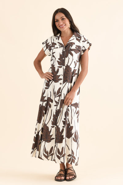 Portman Chocolate Floral Tie Dress