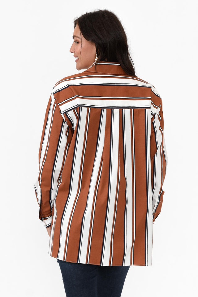 Pilar Tan Stripe Cotton Shirt