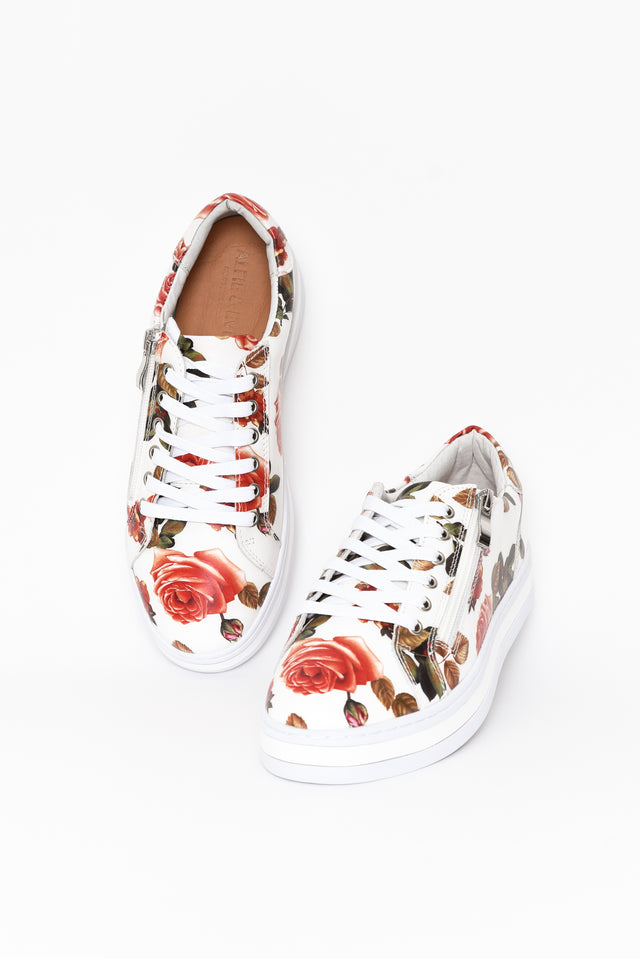 Posey White Rose Leather Sneaker
