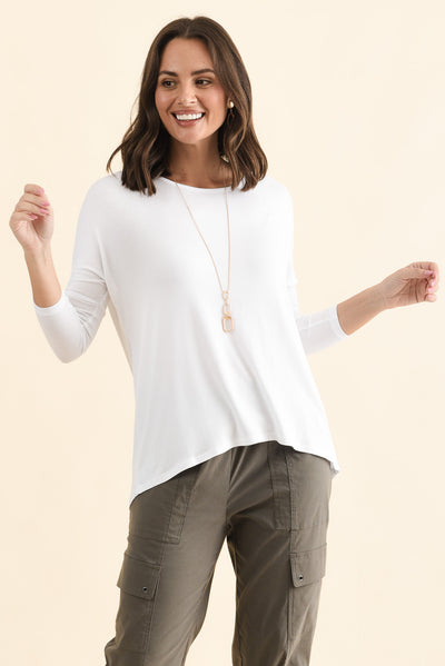 Prado White Batwing Top