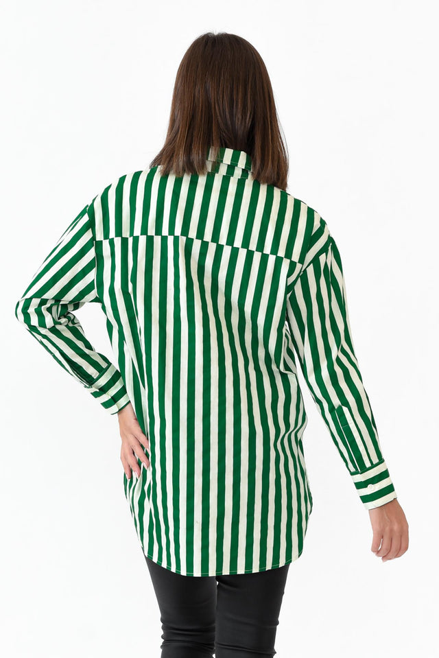 Presley Green Stripe Cotton Poplin Shirt