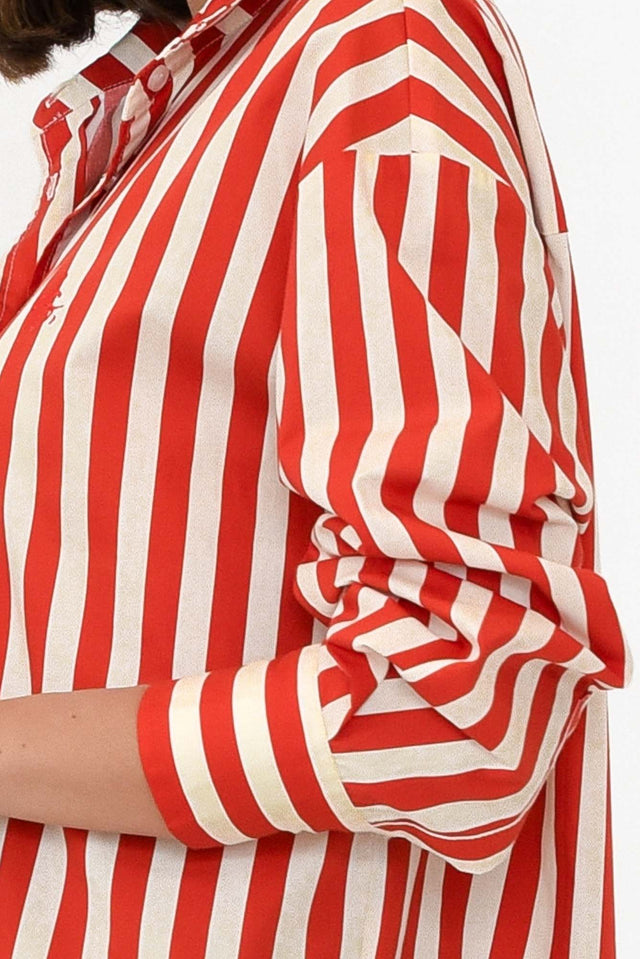 Presley Red Stripe Cotton Poplin Shirt image 6