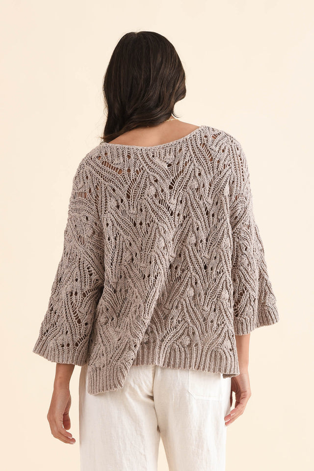Prima Taupe Woven Top,Back,Brunette model,alt text|model:Brontie image 4