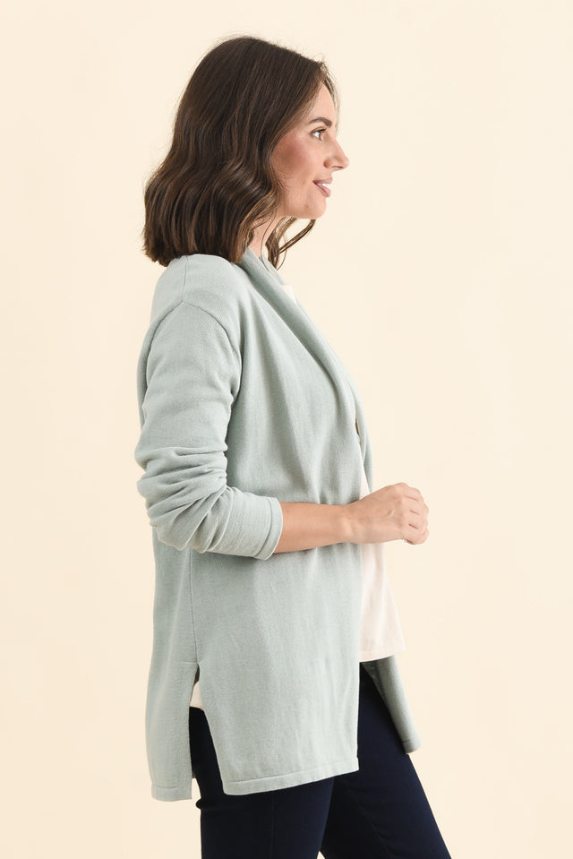 Primrose Mint Cotton Drape Cardigan,Brunette model,alt text|model:MJ image 5