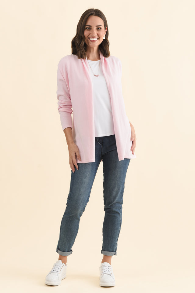 Primrose Pink Cotton Drape Cardigan,Brunette model,alt text|model:MJ image 8