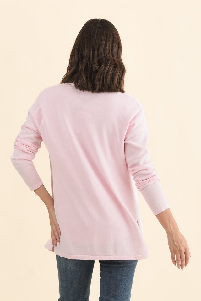 Primrose Pink Cotton Drape Cardigan,Brunette model,alt text|model:MJ image 6