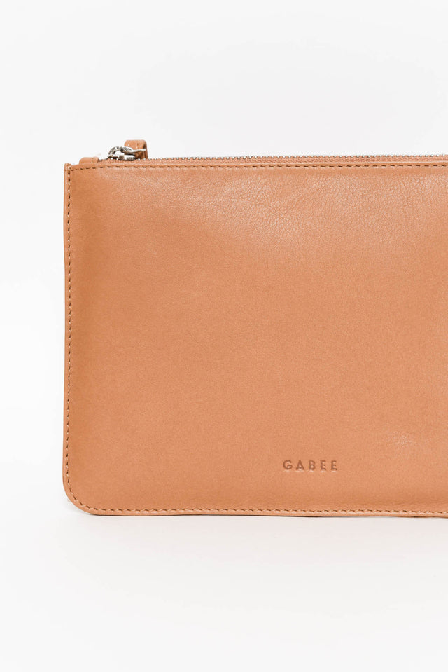Queens Camel Leather Clutch