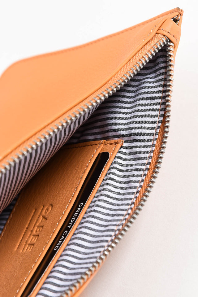 Queens Apricot Leather Clutch