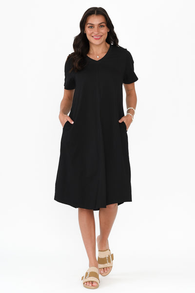 Quentin Black Cotton Tee Dress