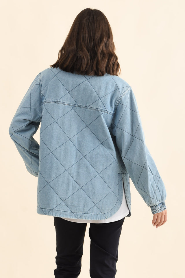 Quest Blue Quilted Jacket,Brunette model,alt text|model:MJ image 4