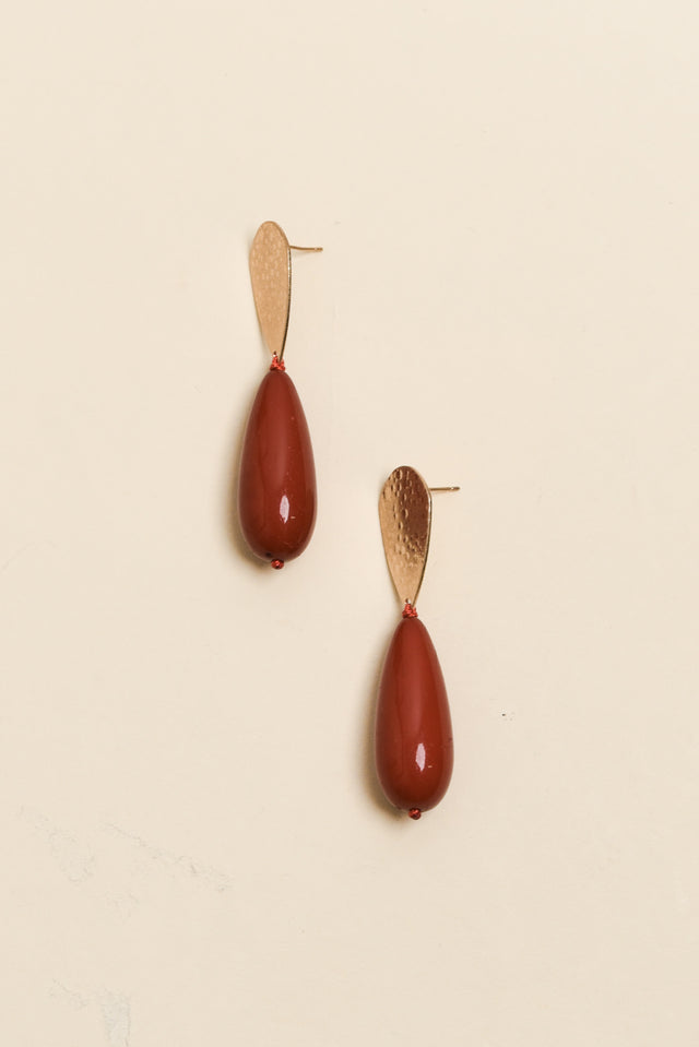 Quinlan Red Teardrop Earrings image 1