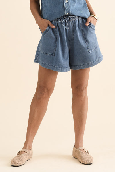 Quinn Blue Denim Pocket Shorts