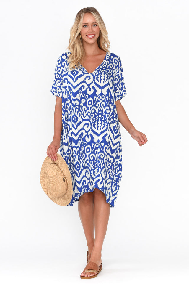 Quinn Cobalt Ikat Kaftan