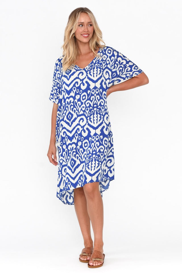 Quinn Cobalt Ikat Kaftan