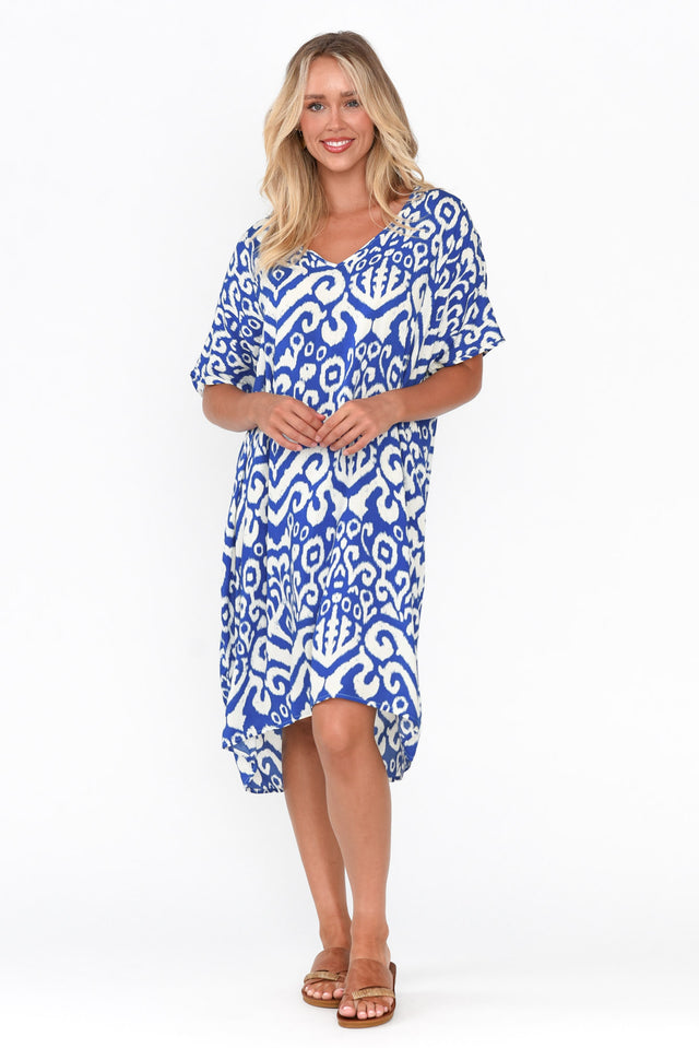 Quinn Cobalt Ikat Kaftan