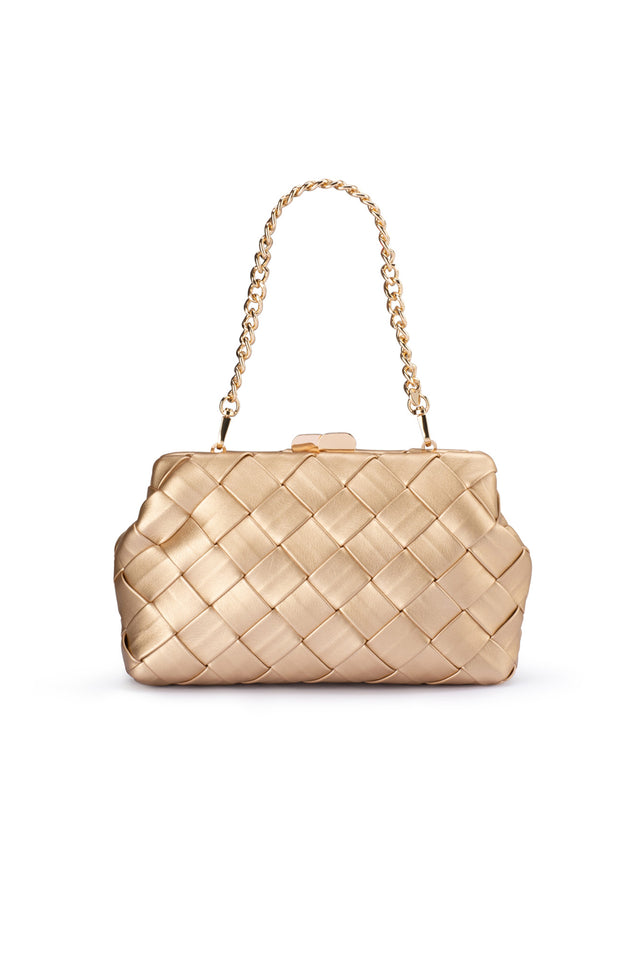 Quinn Gold Woven Clutch image 1