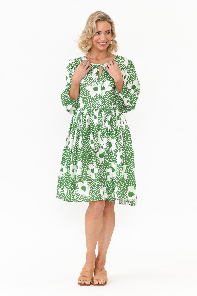 Quinta Green Bloom Cotton Blend Dress image 6