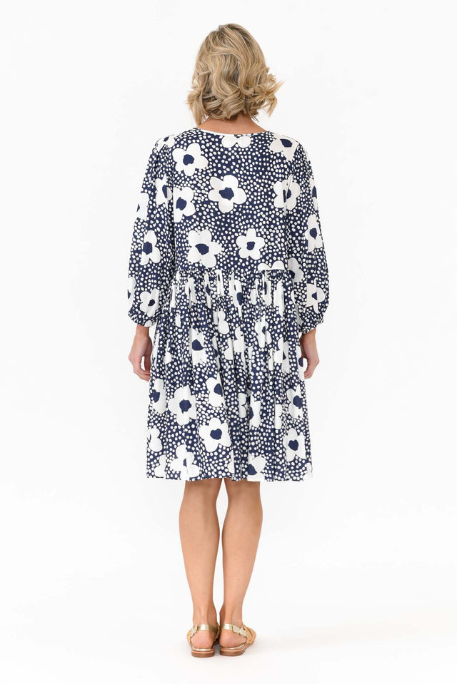 Quinta Navy Bloom Cotton Blend Dress