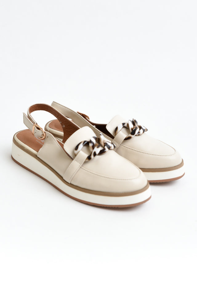 Quivers Cream Leather Slingback Loafer image 3