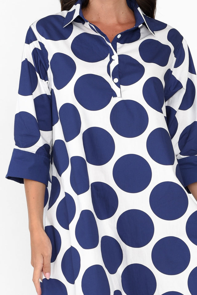 Raddix Navy Spot Cotton Pocket Dress image 6