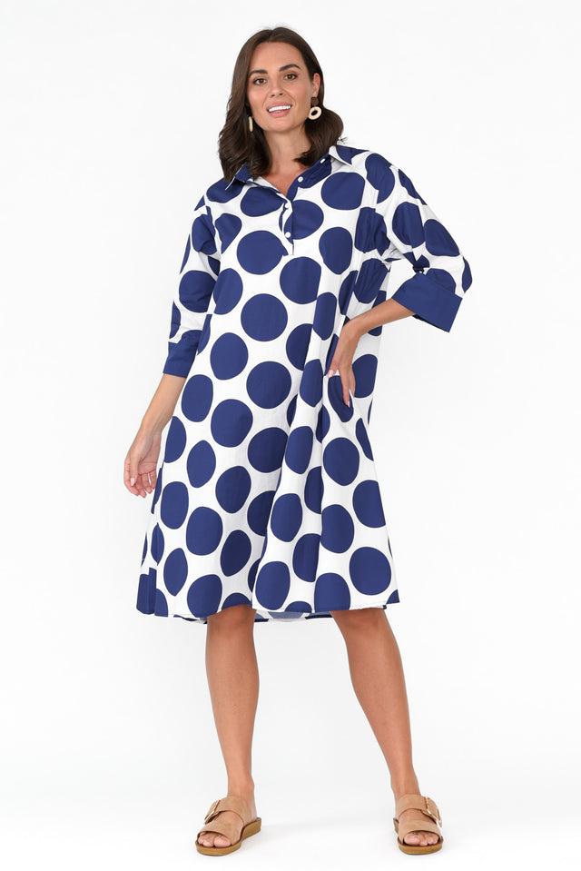 Raddix Navy Spot Cotton Pocket Dress banner image