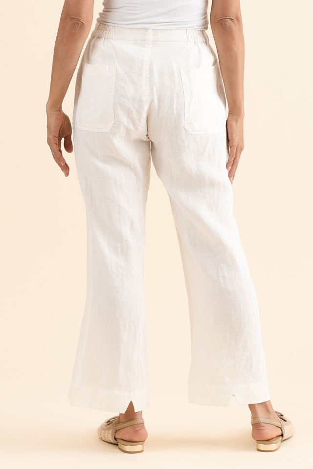 Ralph White Linen Pocket Pants,Back,Brunette model,alt text|model:Cara image 4